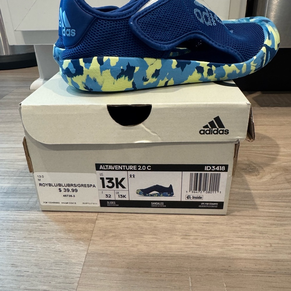 Adidas Blue Water Shoes with Camo Sole
